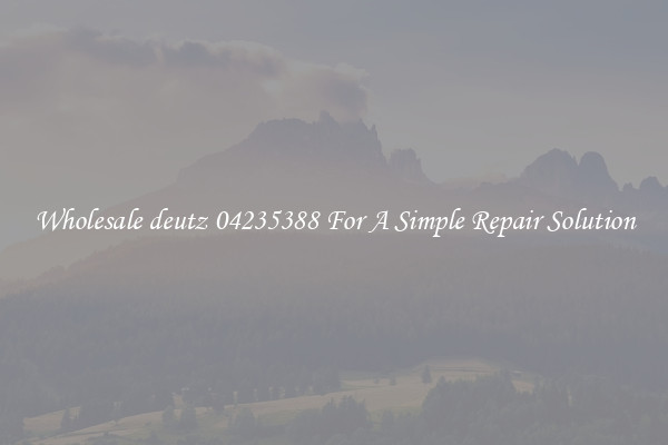 Wholesale deutz 04235388 For A Simple Repair Solution