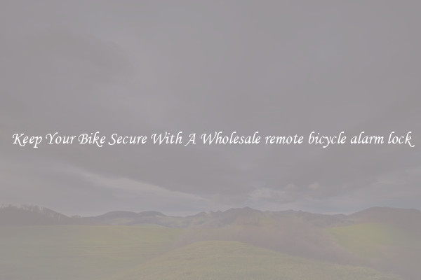 Keep Your Bike Secure With A Wholesale remote bicycle alarm lock