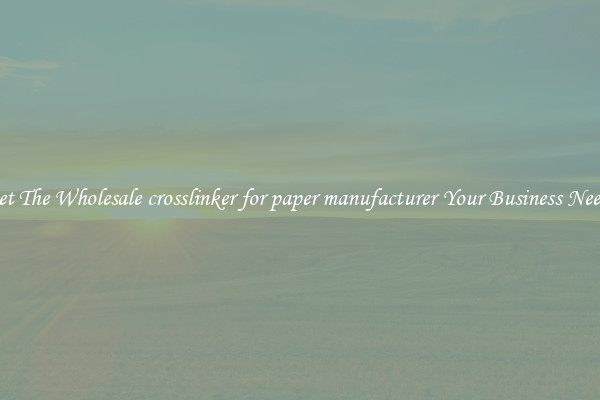Get The Wholesale crosslinker for paper manufacturer Your Business Needs