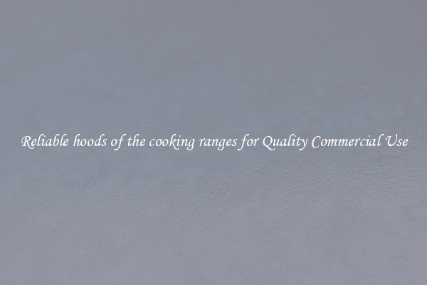 Reliable hoods of the cooking ranges for Quality Commercial Use