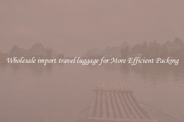 Wholesale import travel luggage for More Efficient Packing